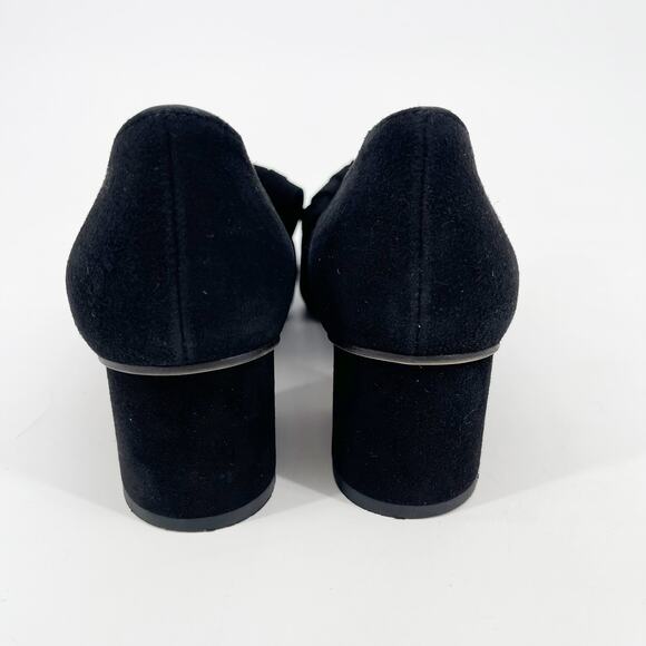 Gucci Marmont Black Suede GG Logo Kiltie Fringe Block Heel Loafer Pumps EU 37 - Picture 10 of 14